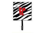 Letter H Initial Monogram Zebra Red Leash Holder or Key Hook