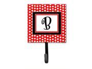 Letter B Initial Monogram Red Black Polka Dots Leash Holder or Key Hook
