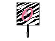 Letter O Initial Monogram Zebra Stripe and Pink Leash Holder or Key Hook