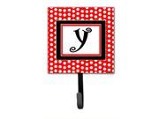 Letter Y Initial Monogram Red Black Polka Dots Leash Holder or Key Hook