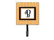 Letter B Initial Monogram Orange Polkadots Leash Holder or Key Hook