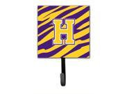 Tiger Stripe Purple Gold Leash Holder or Key Hook Initial H