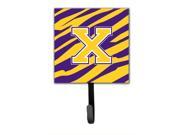 Tiger Stripe Purple Gold Leash Holder or Key Hook Initial X