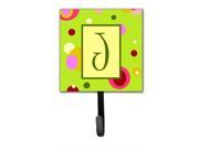 Letter J Initial Monogram Green Leash Holder or Key Hook