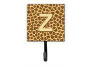 Letter Z Initial Monogram Giraffe Leash Holder or Key Hook