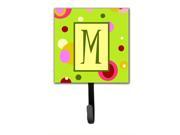 Letter M Initial Monogram Green Leash Holder or Key Hook