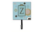 Letter Z Initial Monogram Blue Dots Leash Holder or Key Hook