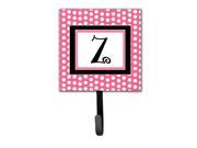 Letter Z Initial Monogram Pink Black Polka Dots Leash Holder or Key Hook