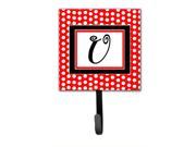 Letter U Initial Monogram Red Black Polka Dots Leash Holder or Key Hook