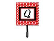 Letter Q Initial Monogram Red Black Polka Dots Leash Holder or Key Hook