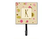 Letter K Initial Monogram Tan Dots Leash Holder or Key Hook