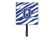 Letter O Initial Tiger Stripe Blue and White Leash Holder or Key Hook