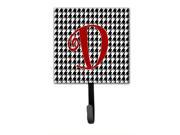 Letter D Initial Monogram Houndstooth Black Leash Holder or Key Hook