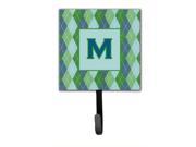 Letter M Initial Monogram Blue Argoyle Leash Holder or Key Hook