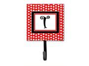 Letter T Initial Monogram Red Black Polka Dots Leash Holder or Key Hook