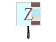 Letter Z Initial Monogram Blue Stripes Leash Holder or Key Hook