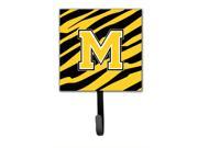 Letter M Initial Monogram Tiger Stripe Black Gold Leash Holder or Key Hook