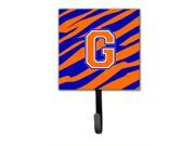 Letter G Initial Monogram Tiger Stripe Blue Orange Leash Holder or Key Hook