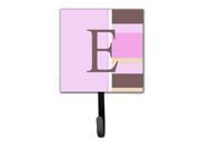 Letter E Initial Monogram Pink Stripes Leash Holder or Key Hook