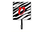 Letter U Initial Monogram Zebra Red Leash Holder or Key Hook
