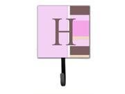 Letter H Initial Monogram Pink Stripes Leash Holder or Key Hook