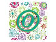 Set of 4 Letter O Flowers Pink Teal Green Initial Foam Coasters CJ2011 OFC