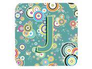 Set of 4 Letter J Circle Circle Teal Initial Alphabet Foam Coasters CJ2015 JFC