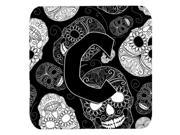Set of 4 Letter C Day of the Dead Skulls Black Foam Coasters CJ2008 CFC
