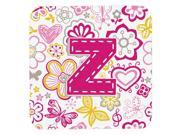 Set of 4 Letter Z Flowers and Butterflies Pink Foam Coasters CJ2005 ZFC