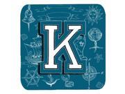 Set of 4 Letter K Sea Doodles Initial Alphabet Foam Coasters CJ2014 KFC