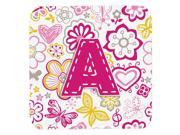 Set of 4 Letter A Flowers and Butterflies Pink Foam Coasters CJ2005 AFC