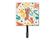 Letter J Retro Teal Orange Musical Instruments Initial Leash or Key Holder CJ2001 JSH4