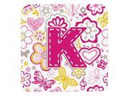 Set of 4 Letter K Flowers and Butterflies Pink Foam Coasters CJ2005 KFC