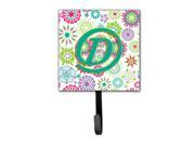 Letter D Flowers Pink Teal Green Initial Leash or Key Holder CJ2011 DSH4