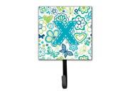 Letter X Flowers and Butterflies Teal Blue Leash or Key Holder CJ2006 XSH4