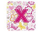 Set of 4 Letter X Flowers and Butterflies Pink Foam Coasters CJ2005 XFC
