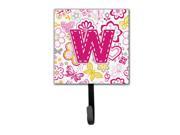 Letter W Flowers and Butterflies Pink Leash or Key Holder CJ2005 WSH4