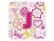 Set of 4 Letter J Flowers and Butterflies Pink Foam Coasters CJ2005 JFC