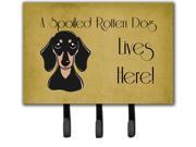 Smooth Black and Tan Dachshund Spoiled Dog Lives Here Leash or Key Holder BB1463TH68