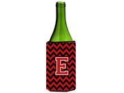 Letter E Chevron Black and Red Wine Bottle Beverage Insulator Hugger CJ1047 ELITERK