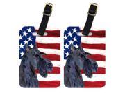 Pair of USA American Flag with Scottish Terrier Luggage Tags SS4014BT