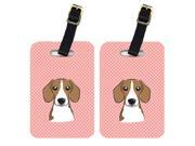 Pair of Checkerboard Pink Beagle Luggage Tags BB1239BT