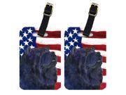 Pair of USA American Flag with Chow Chow Luggage Tags SS4028BT