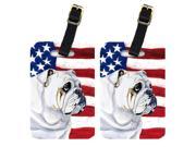 Pair of USA American Flag with English Bulldog Luggage Tags LH9019BT