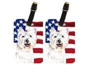 Pair of USA American Flag with Westie Luggage Tags SC9008BT