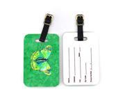 Pair of Butterfly Green on Green Luggage Tags