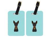 Pair of Checkerboard Blue Min Pin Luggage Tags BB1178BT