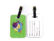 Pair of Tropical Fish on Green Luggage Tags