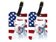 Pair of USA American Flag with Pit Bull Luggage Tags SC9026BT