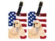 Pair of USA American Flag with Cocker Spaniel Luggage Tags SS4006BT